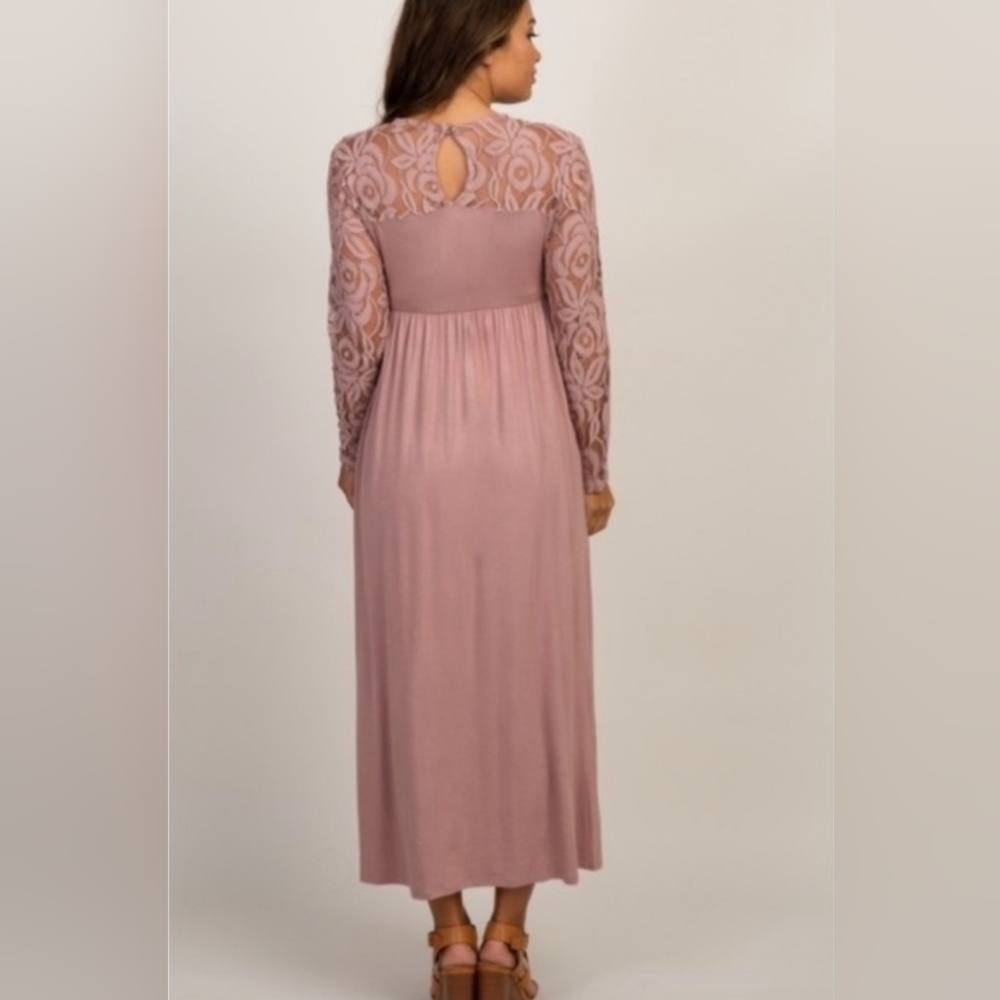 Pinkblush Mauve Lace Sleeve Maxi Dress - Picture 3 of 13